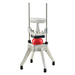 Winco Kattex HCD-series quick slice chopper dicer with a red tomato loaded on the blade, front view