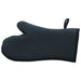 Winco neoprene oven mitt, single black textured mitt with hanging loop, longer size option, side view