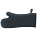 Winco neoprene oven mitt, black heat-resistant mitt with hanging loop, shorter size option, side view