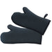Winco neoprene oven mitts in various sizes, pair of black heat-resistant mitts with hanging loops