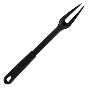 Winco nylon 2-prong basting fork, black heat-resistant nylon cooking fork with hanging hole handle