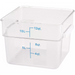 Omcan translucent polypropylene square storage container, wide 12 quart size with blue litre and quart markings