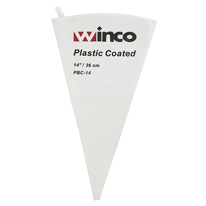Winco plastic coated pastry bag, 14 inch / 36 cm PBC-14 size, white cone-shaped piping bag with hanging loop