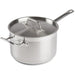 Winco SSSP-Series stainless steel sauce pan with cover, long handle and front helper handle, largest size