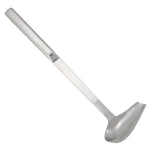 Winco stainless steel 1 oz spout ladle with hollow handle, small satin finish ladle with side pour lip
