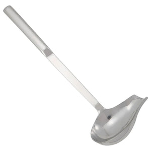 Winco stainless steel 2 oz spout ladle with hollow handle, satin finish serving ladle with pour lip