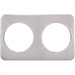Winco stainless steel adapter plate for soup inserts with two equal round openings, second size option, top view