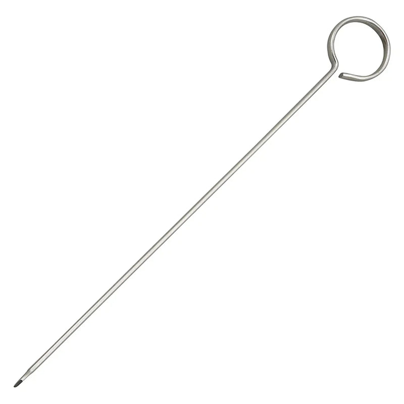 Winco stainless steel oval skewer with ring handle and pointed tip, single skewer from a pack of 12, shorter size