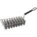 Winco taco basket with 8 shell capacity, stainless wire fry basket holding taco shells, black coated handle