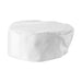 Winco ventilated pillbox hat in white, side view showing the mesh ventilated top and solid white fabric band