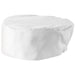 Winco ventilated pillbox hat in white, angled close-up of the breathable mesh crown and the rear of the band