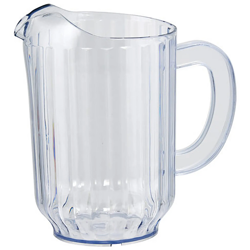 Winco WPS-60 break resistant 60 oz water pitcher, clear plastic paneled pitcher with pour spout and handle