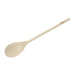 Winco wooden stirring spoon, natural wood spoon with long slender handle and oval bowl, third size option shown