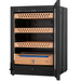 Wine Cell'r WC1200CGFG under counter cigar humidor with glass door open showing cedar trays, angled view