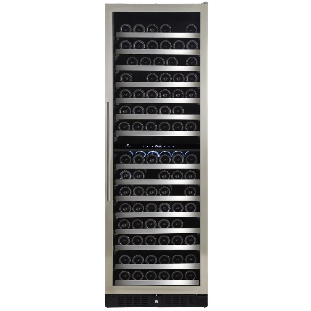 Wine Cell'r WC166SSDZ7 Diamond Series Dual Temperature Upright Wine Cooler - Up to 166 Bottle Capacity-Phoenix Food Equipment