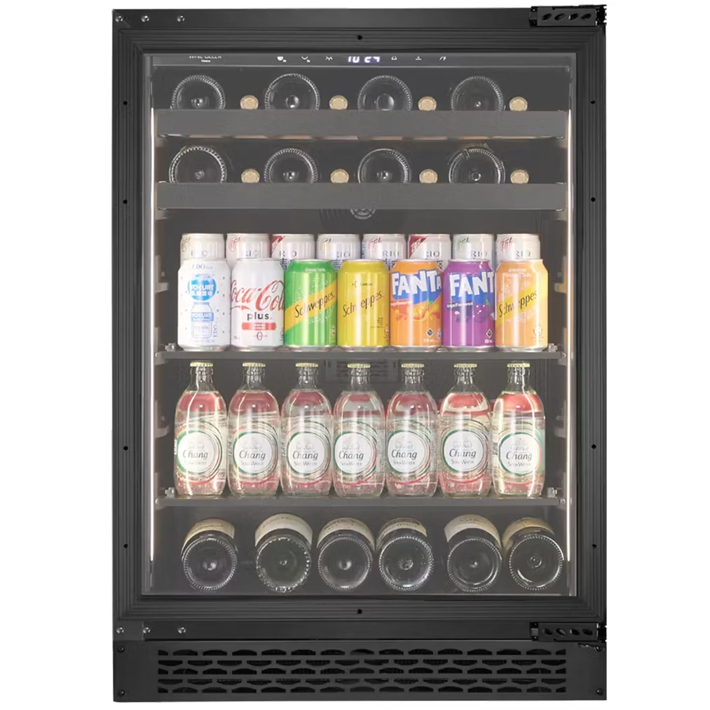 Wine Cell'r WC176BCSZ Titanium Series Dual Temperature Under Counter Wine & Beverage Cooler - Up to 22 Bottle + 122 Can Capacity-Phoenix Food Equipment