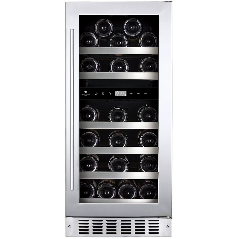 Wine Cell'r WC26SSTDZ6 Diamond series dual temperature under counter wine cooler with stainless glass door, front