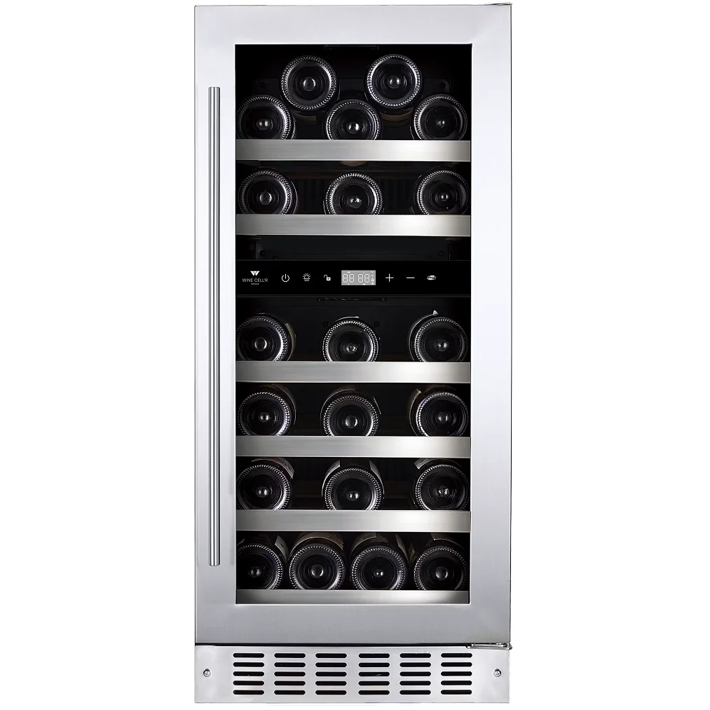 Wine Cell'r WC26SSTDZ6 Diamond Series Dual Temperature Under Counter Wine Cooler - Up to 26 Bottle Capacity-Phoenix Food Equipment