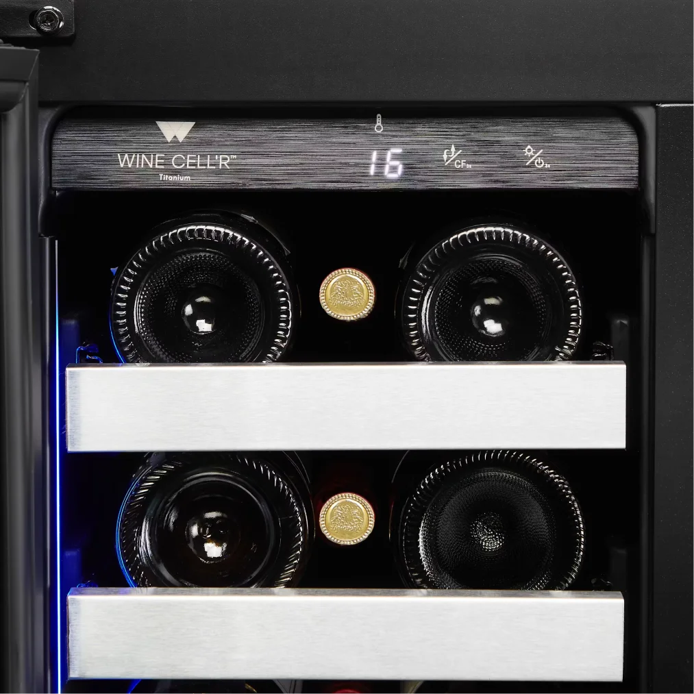 Wine Cell'r WC2743SSBC Titanium Series Dual Temperature Under Counter Wine & Beverage Cooler - Up to 27 Bottle + 43 Can Capacity-Phoenix Food Equipment