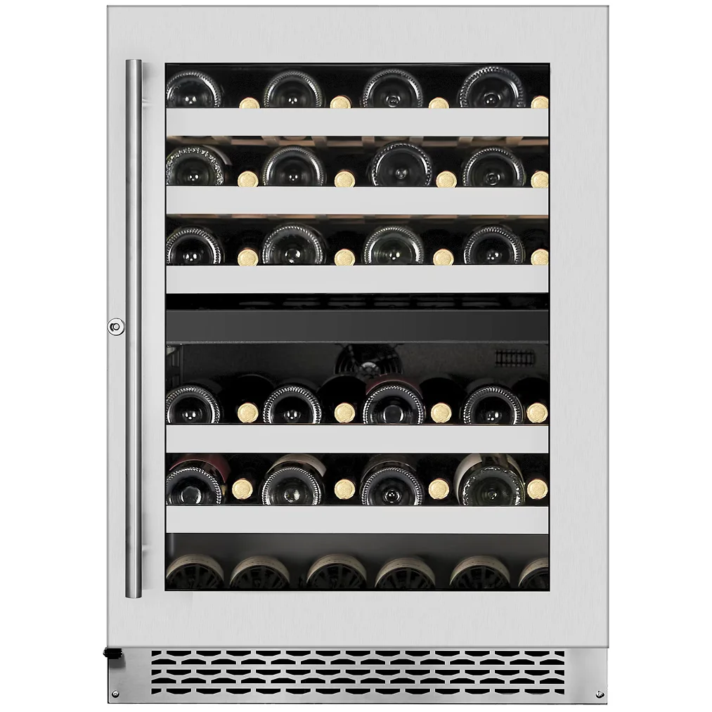 Wine Cell'r WC46DZSV1 Titanium Series Dual Temperature Under Counter Wine Cooler - Up to 46 Bottle Capacity-Phoenix Food Equipment