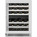 Wine Cell'r WC46DZSV1 Titanium series dual temperature under counter wine cooler with glass door, stocked front view