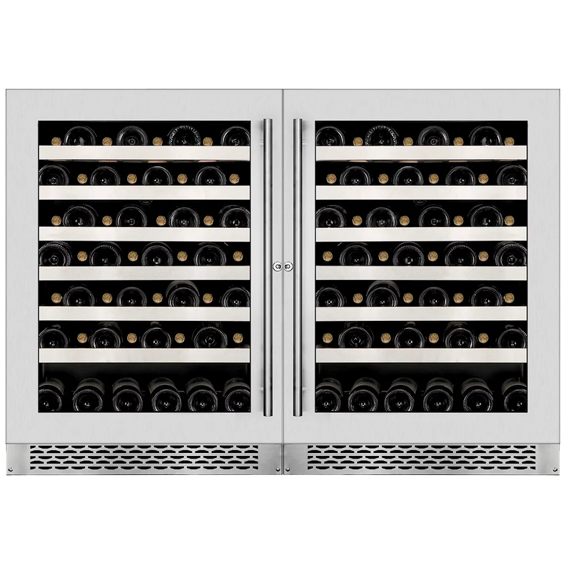 Wine Cell'r WC54SZSV1-2 dual temperature under counter wine cooler, two stainless glass door units side by side