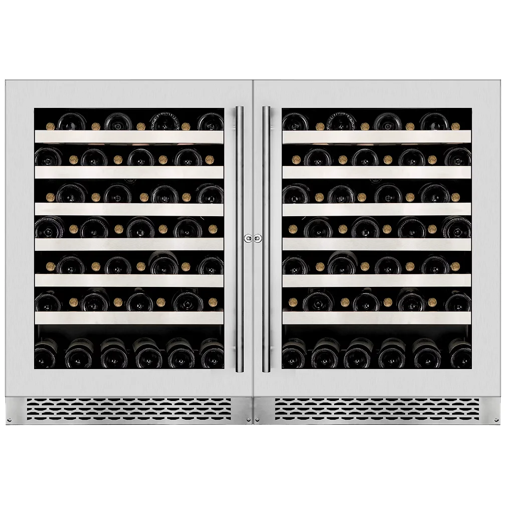 Wine Cell'r WC54SZSV1-2 Titanium Series Dual Temperature Under Counter Wine Cooler - Up to 108 Bottle Capacity-Phoenix Food Equipment