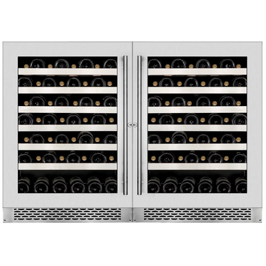 Wine Cell'r WC54SZSV1-2 Titanium Series Dual Temperature Under Counter Wine Cooler - Up to 108 Bottle Capacity-Phoenix Food Equipment
