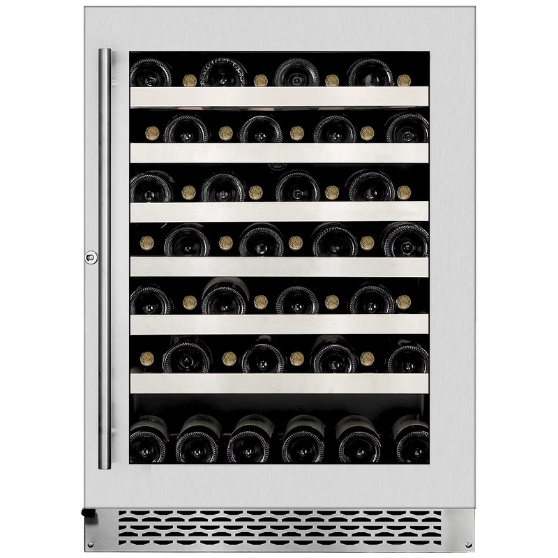 Wine Cell'r WC54SZSV1 Titanium series single temperature under counter wine cooler with stainless glass door, front