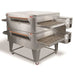 XLT 3240 Series compact conveyor ovens in a double-stacked configuration on a stainless steel stand with casters
