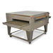 XLT 3255 Series compact single conveyor oven in stainless steel on a stand, angled view of the 32-inch conveyor