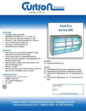 View the Curtron Pest-Pro Series 300 decorative insect trap spec sheet (PDF) with features and 1,800 sq ft coverage