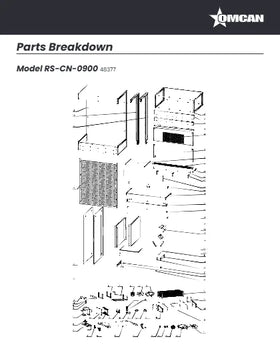 View the Omcan 48377 parts breakdown (PDF), an exploded diagram of the RS-CN-0900 36-inch open air refrigerated showcase