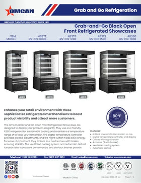 View the Omcan 48377 36-inch grab-and-go open air refrigerated showcase spec sheet (PDF), covering the RS-CN series
