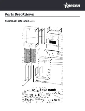 View the Omcan 48378 parts breakdown (PDF), an exploded diagram of the RS-CN-1200 48-inch open air refrigerated showcase