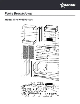 View the Omcan 48379 parts breakdown (PDF), an exploded diagram of the RS-CN-1500 60-inch open air refrigerated showcase