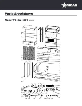 View the Omcan 48380 parts breakdown (PDF), an exploded diagram of the RS-CN-1800 72-inch open air refrigerated showcase