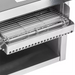 APW Wyott AT Express conveyor toaster, close-up of the wire conveyor belt, loading rack and toast discharge opening