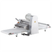Alpha ACCS-17 countertop reversible dough sheeter, rear angle with both conveyor tables extended and power cord