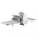 Alpha ACCS-20 countertop reversible dough sheeter, alternate angle with both conveyor tables extended flat