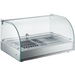 Alpha ACDW-22-1 curved glass display 22-inch food warmer with single wire shelf and stainless base, rear angle