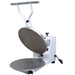 Alpha ADP-18-240 manual pizza dough press, side view with the upper heated platen raised open above the base