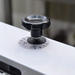 Alpha ADP-18-240 manual pizza dough press, close-up of the black thickness adjustment knob with numbered dial