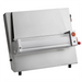 Alpha ADS-12S single pass dough sheeter with 12-inch roller in stainless steel with red adjustment lever, front view