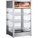 Alpha ADW-97 glass display 18-inch food warmer with stainless steel frame, three wire shelves and graphic header