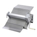 Alpha AFS-16M manual single pass fondant sheeter with 16-inch roller and hand crank in stainless steel, angled view