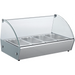 Alpha AHS-31 31-inch countertop hot serving station with curved glass sneeze guard and four steam pans, front view