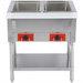 Alpha AHT-2 electric two well stainless steel hot table with red control knobs and bottom undershelf