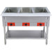 Alpha AHT-3 electric three well stainless steel hot table with red control knobs and bottom undershelf