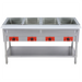 Alpha AHT-4 electric four well stainless steel hot table with red control knobs and bottom undershelf